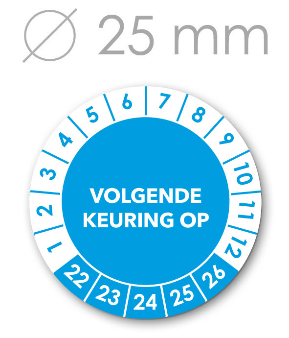 Volgende Keuring BLAUW 25 mm.